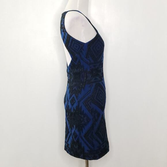 Parker Jaden Dress Body Con Cut Out Back Blue Mini Halter Neck Women Small - Picture 3 of 11